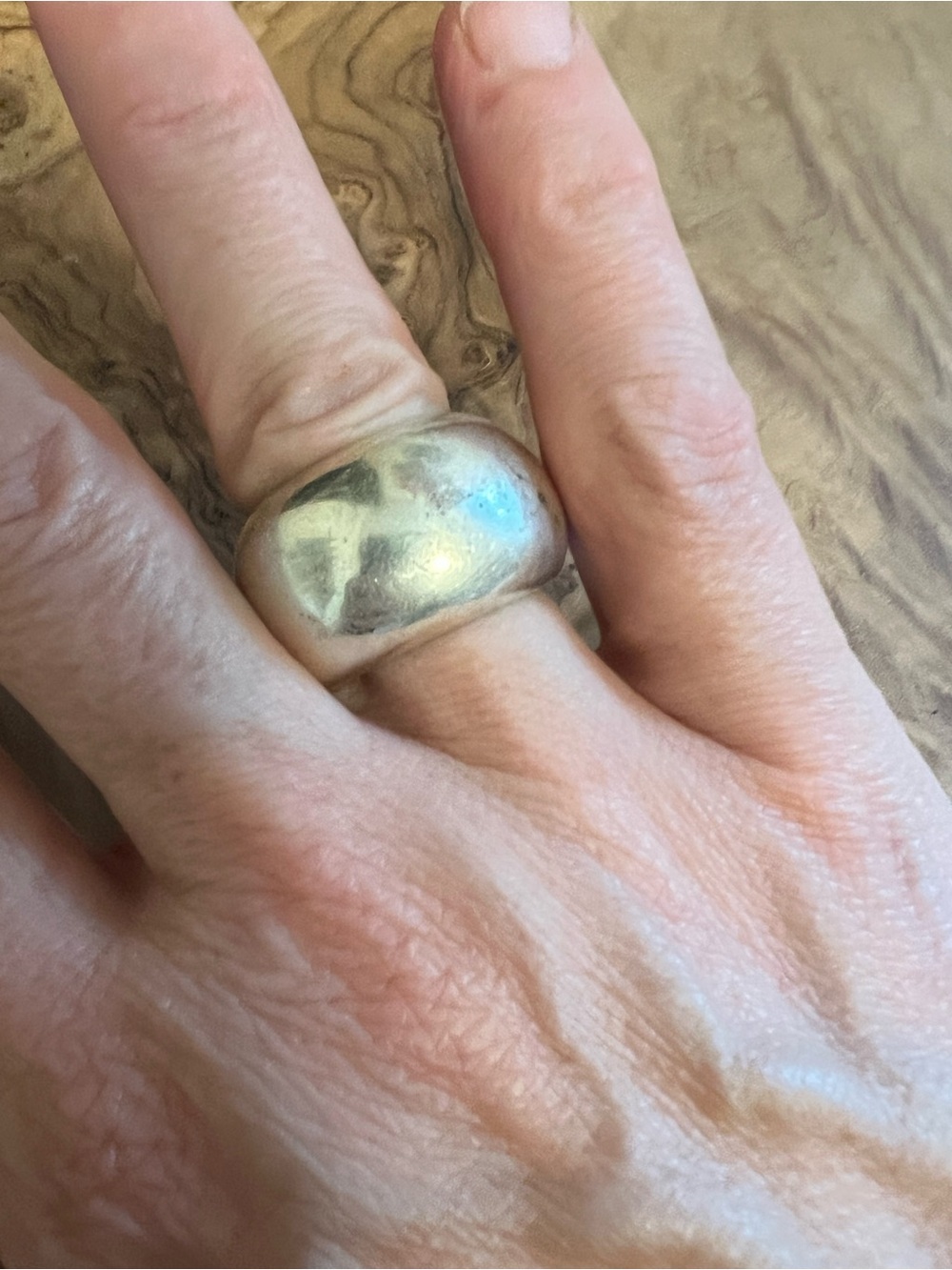 Classic Bold Dome Silver Toned Ring - Modern Chunky Smooth size 7